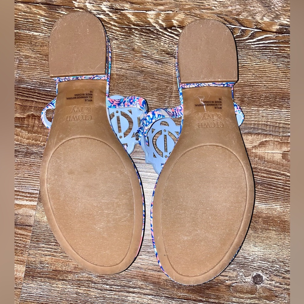 CROWN & IVY WYLIE PAISLEY PINK BLUE FLIP FLOP SANDALS SZ 10 WORN ONCE ! - Picture 6 of 7
